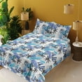 thumbnail image 2 of Ambesonne Tropical Boho Fitted & Flat Sheet with Shams 4 Pcs Set, Abstract Brush Palm, King, Deep Sky Blue Ceil Blue, 2 of 5
