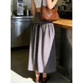 thumbnail image 4 of Womens Brown Gingham Maxi Skirt Dropped Waist A-Line Casual Streetwear, 4 of 8