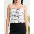 thumbnail image 3 of Yunliwuli Women's Ruched Crop Cami Tops Sleeveless Spaghetti Strap Tie-up Front Camisole Summer Shirts, 3 of 10