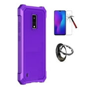 Phone Case for Blu View 4,  Full Body  TPU Cover Case + Ring/ Tempered Glass Screen Protector (Purple)