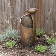 Vase Outdoor Water Fountain, 31.4''H Jar Waterfall Fountain with Warm LED Lights&Durable Pump for Yard, Porches, Home Décor,Garden,Office