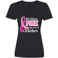 thumbnail image 3 of Inktastic Breast Cancer Awareness We Wear Pink in October Women's V-Neck T-Shirt, 3 of 5