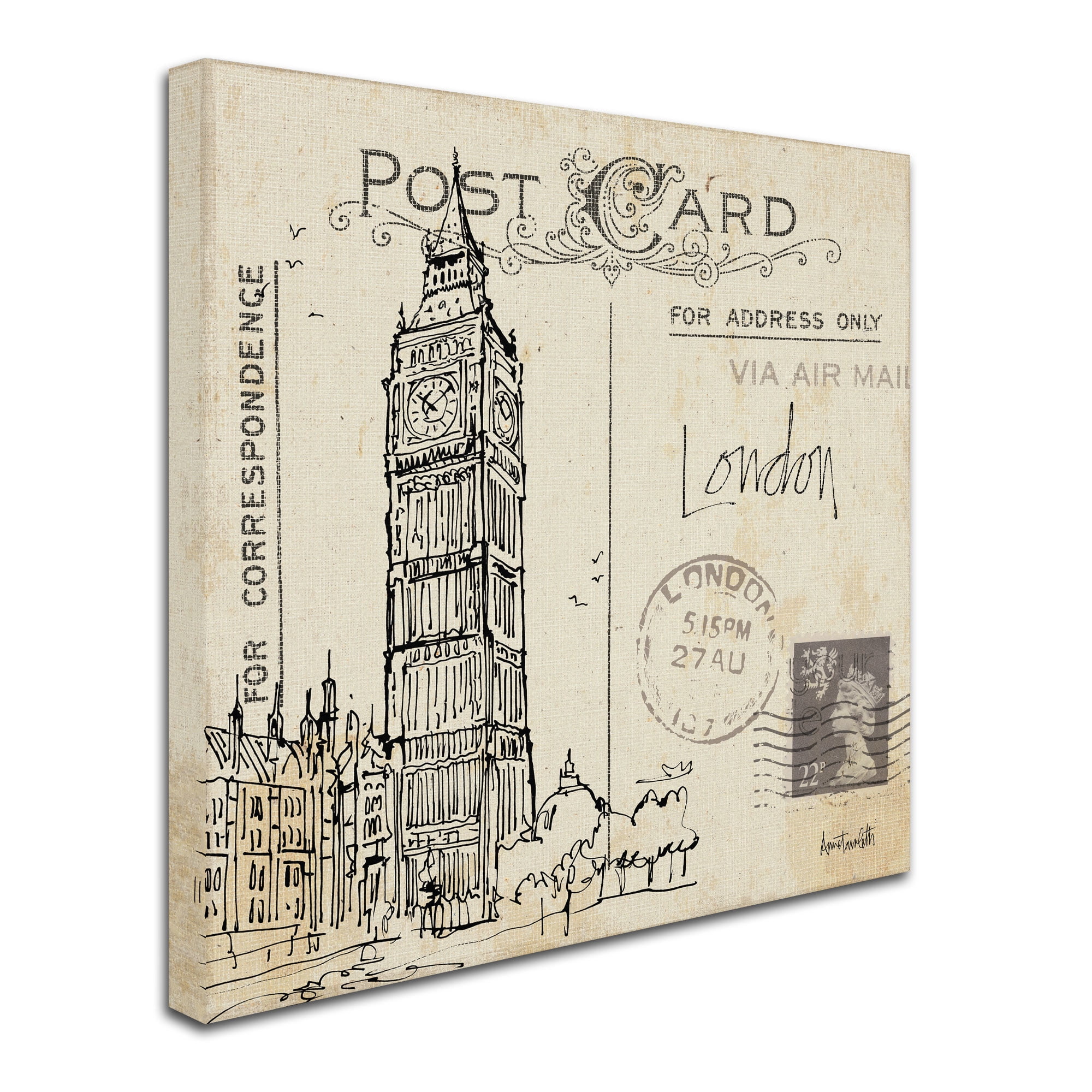 Trademark Fine Art "Postcard Sketches II" Canvas Art by Anne Tavoletti