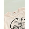 thumbnail image 6 of Toddler Girls Summer Outfit Sets Short Sleeve Letter Print T-shirt + Cow Print Flared Pants 9 Months-5 Years, 6 of 9