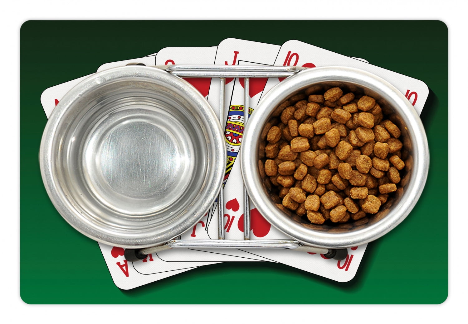 Poker Pet Mat For Food And Water Royal Flush Best Hand With Heart Suit