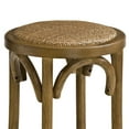 thumbnail image 2 of Benzara BM197258 Wooden Counter Stool with Weave Top & Flared Legs, Dark Brown - 24 x 14 x 14 in., 2 of 5