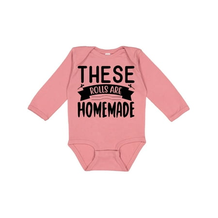 

Inktastic Thanksgiving These Rolls Are Homemade Gift Baby Boy or Baby Girl Long Sleeve Bodysuit