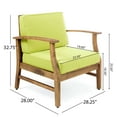 thumbnail image 3 of GDF Studio Pearl Outdoor 2 Seater Acacia Wood Chat Set with Cushions, Teak and Green, 3 of 8