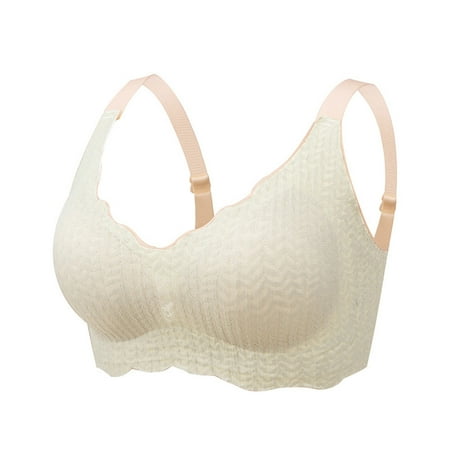 Mrasaso Summer Savings Clearance! Built in Bra Tank Tops for Women Women Nylon Bra Fashion Women s Large Size Solid Color Wavy Wireless Fixed Cup Gathering Bra(1pc Underwear) White|2XL