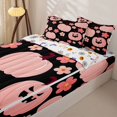 thumbnail image 3 of Manfei Cartoon Skull Zipper Twin Comforter Sets with Fitted Sheet and 2 Pillowcases,Pink Ghost Print Zipper Bedding Set,Halloween Reversible,4pcs, 3 of 7