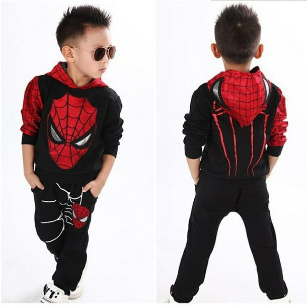 Conjuntos de ropa de Spiderman para bebes sudaderas con capucha de dibujos animados para ninos pequenos sudadera Pantalones chandales de 2 uds disfraz de Cosplay de Festival para ninos 24M Gao