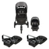 Evenflo Folio3 Stroller System w/ LiteMax Seat, Gray and 2 SafeMax Bases, Black