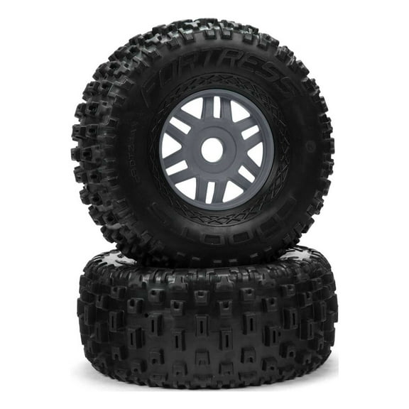 ARRMA dBoots 'Fortress' Tyre Set Glued Gun Metal Pair ARA550069 RC Tire