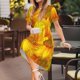 thumbnail image 3 of Easygdp 3D Sunflowers para Vestido Transpirable de Mujer, Vestido Suelto de Manga Corta con Pliegues y Bolsillos para el Verano, 3 of 6