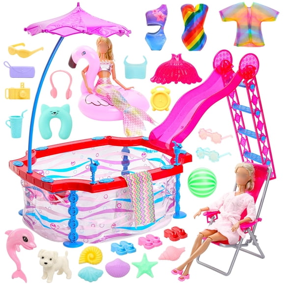 El set de juego para muñecas BARWA incluye un juego de fiesta en la piscina de 11.5 pulgadas