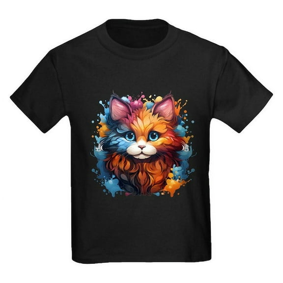 CafePress - Cute Cat Watercolor T Shirt - Dark T-Shirt Kids XS-XL