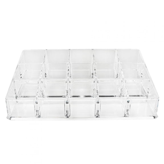 15 Grids Nail Polish Display Holder Clear Acrylic Lipstick Cosmetics Makeup Storage Box Organizer (8.1 x 5.1 x 2.2 inches / 20.7 x 13 x 5.6 cm)