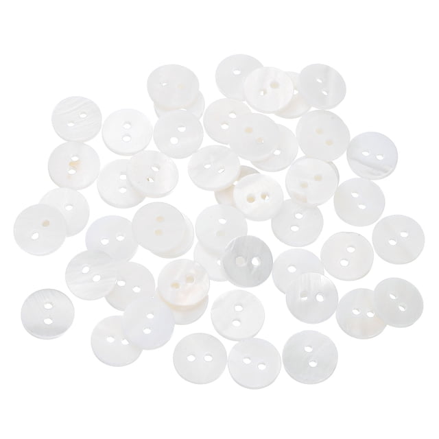 Uxcell 50Pcs Botones de Concha Natural, Botón de Madreperla 12.7mm Botones de Coser, Blanco