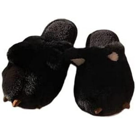 

PIKADINGNIS Cute Fuzzy Animal Paw Slippers Fluffy Cat Claw Slippers Warm House Slippers for Women House Shoes Bedroom Home Indoor Outdoor