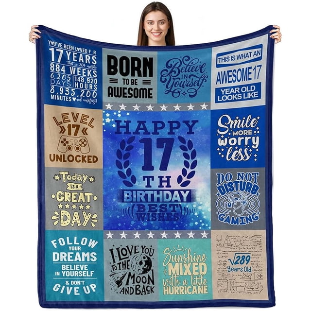 LHSHID 17 Year Old Boy Gift Ideas 17th Birthday Gifts for Boys Gifts for 17 Year Old Boys Birthday Gifts for 17 Year Old Boys 17th Birthday Decorations for Teen Boys Throw Blanket 60"x80"