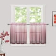 thumbnail image 2 of 2 Panels Faux Linen Sheer Short Tier Curtain, Rod Pocket Voile Small Curtain, 2 of 6