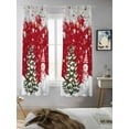 thumbnail image 5 of Christmas Snowman Curtains 63 Inch Length,Sheer Curtains for Bedroom Living Room Window Red Xmas Tree Silver Pine Tree Winter Rod Pocket Drapes Kitchen Curtains Small Half Window 42"x63" 2 Panels, 5 of 7