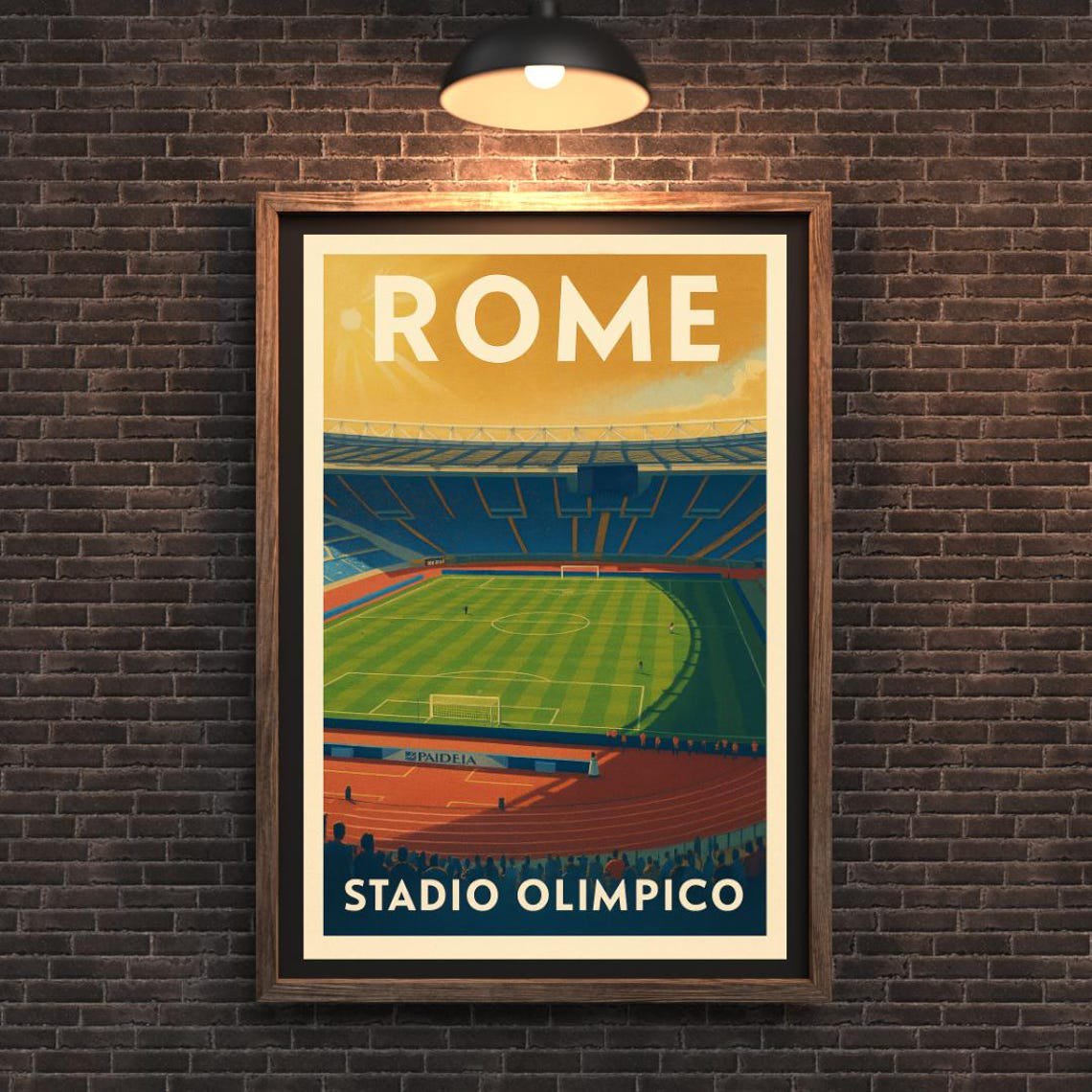 Stadio Olimpico Rome: Vintage Football Travel Art Print