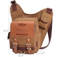 thumbnail image 2 of Bolso Bandolera de Hombro KAUKKO Vintage de Lona y Cuero SG255-Khaki, 2 of 5