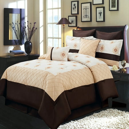 8 Piece Comforter - Madison Gold 8 Piece Bed in a Bag Set Includes Comforter, Skirt, Shams and Pillows