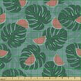 thumbnail image 2 of Ambesonne Nature Art Fabric by the Yard Upholstery, Palm Leaves Watermelons, 1 Yard, Green and Coral, 2 of 5