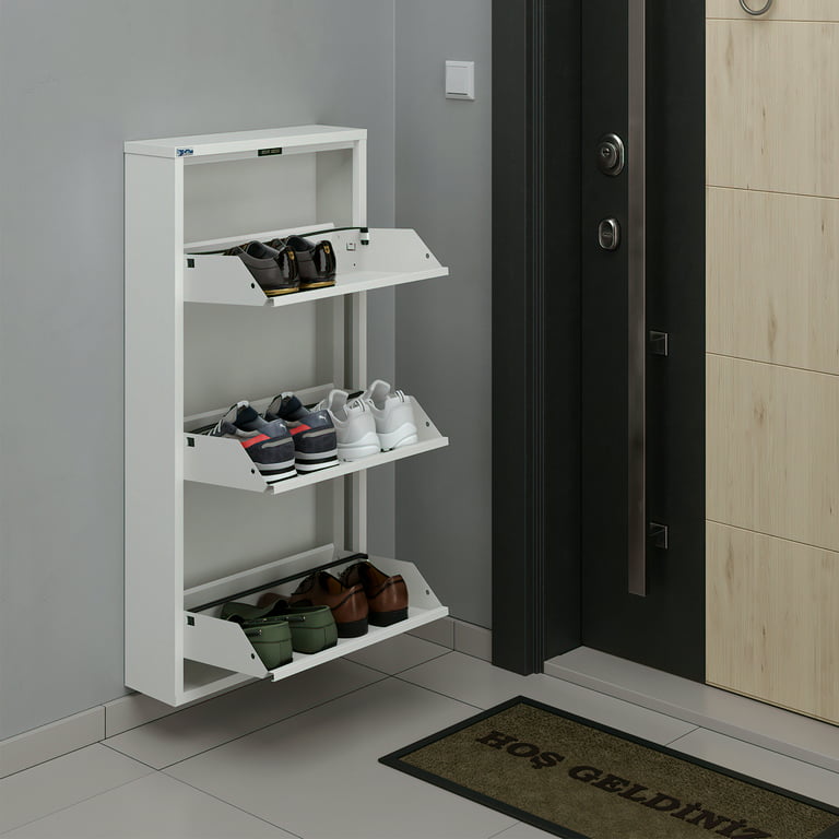 Entryway Rack - Steel Shoe/Storage Rack, 3 Shelf Levels, Durable Metal, Easy to Clean | Open Spaces by Pattern Brands, Dark Green