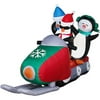 Airblown Inflatable Penguins Riding on a Snowmobile, 7' Long