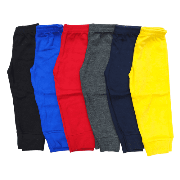 Paquete con 6 Pantalones Suaves para Bebé Niño combinación de colores fuertes, Baby Planet México, Talla 3 a 6 Meses, 100% Algodón.