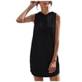 thumbnail image 1 of Vestido corto sin mangas con capucha para mujer: color liso, tejido de poliéster, estilo informal para primavera/verano, talla real., 1 of 2