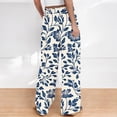 thumbnail image 4 of ClodeEU Women's Print Wide Leg Pants , Loose Fit Casual Trousers with Drawstring Waist and Pockets White 02,Womens Plus XL, 4 of 4