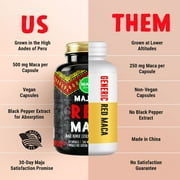 Maju Superfoods Organic Red Maca Root Capsules Energy Support 120 Count