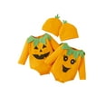 thumbnail image 6 of Qiylii Halloween Romper Pumpkin Long Sleeve Round Neck Bodysuit + Hat, 6 of 7