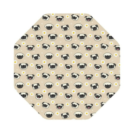 

Pofeuu Pug Dog Face Print Leather Coasters Set of 6 Round Cups Mugs Mat Pad for Home Kitchen Heat Resistant Drink Coasters Octagon