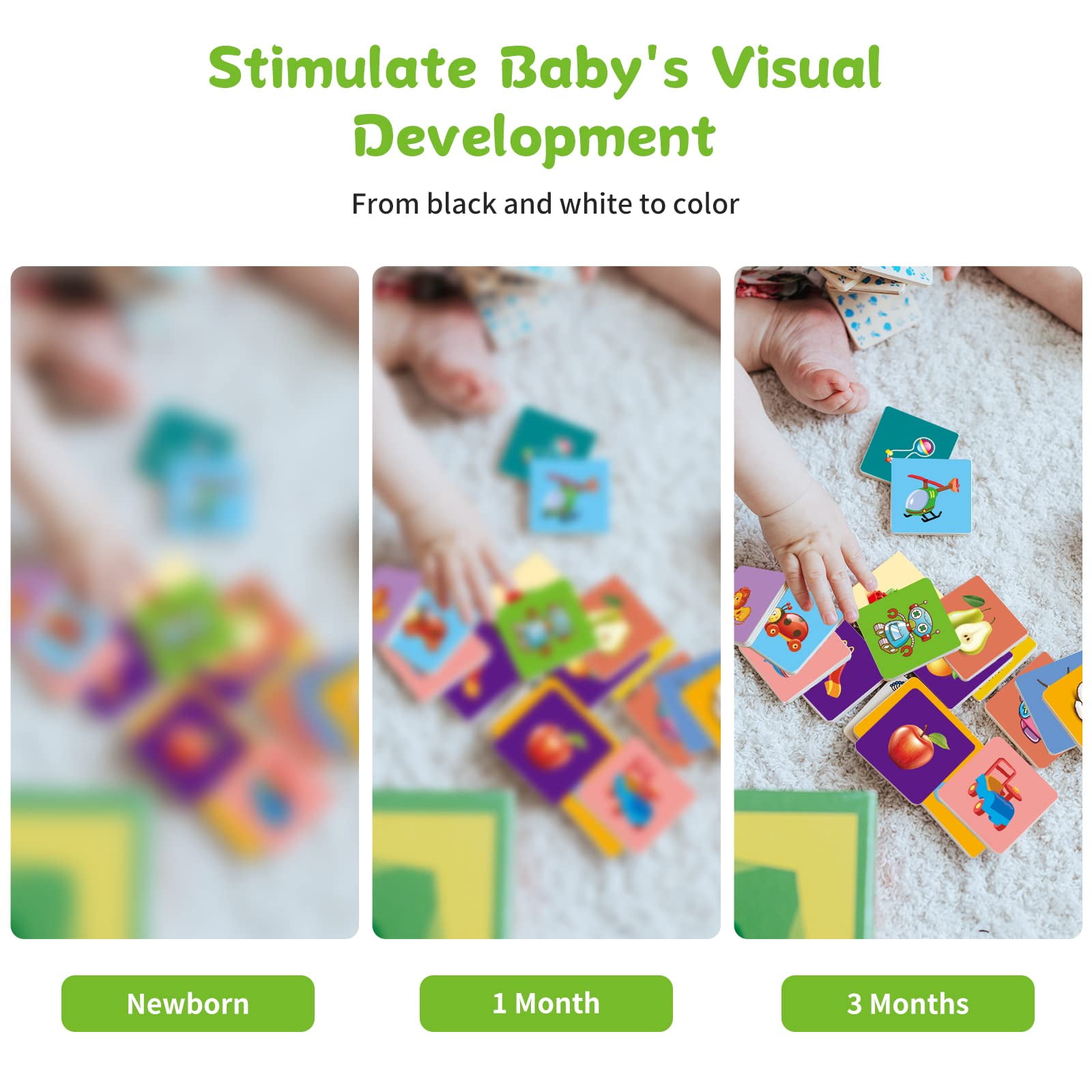 Naissance Essentials Lot de 60 cartes sensorielles pour bébé Noir et Blanc  Haute Contraste Stimulation Visuelle pour Nouveau-né 0-3 mois Marque  britannique : : Jeux et Jouets
