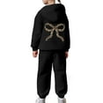 thumbnail image 5 of Byoo Toddler Girls Hoodie Leopard Bow Print Fleece Hoody Full Sleeve Pullover Shirt Sweatpants Tracksuit Set Casual Cozy Kids Outfit, 5 of 7