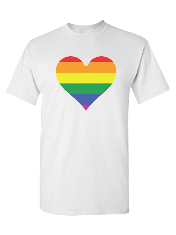 Retro Gay Pride Rainbow With Hearts LGBT Graphic Men/'s T-shirt
