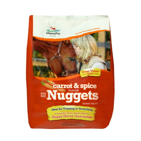 Horse Nugget - Manna Pro Bite Size Nuggets Horse Treats, Carrot & Spice, 4 lbs.
