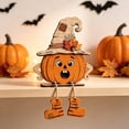 thumbnail image 7 of Wooden Halloween Pumpkin Decoration 6 in - Natural Wood Tabletop Ornament Sign Accent Display for Fireplace Mantel Shelf Tiered Tray Fall Harvest Decor Accent, 7 of 7
