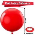 thumbnail image 2 of Globos Bezente Red Giant de 36 pulgadas, paquete de 8, Jumbo Latex, rojo, 2 of 9