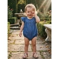 thumbnail image 3 of BemeyourBBs Newborn Baby Girls Summer Clothes Western Baby Girl Cowgirl Outfit Denim Romper Flying Short Sleeve Crew Neck Short Sleeve Bodysuit Jumpsuit, 3 of 9