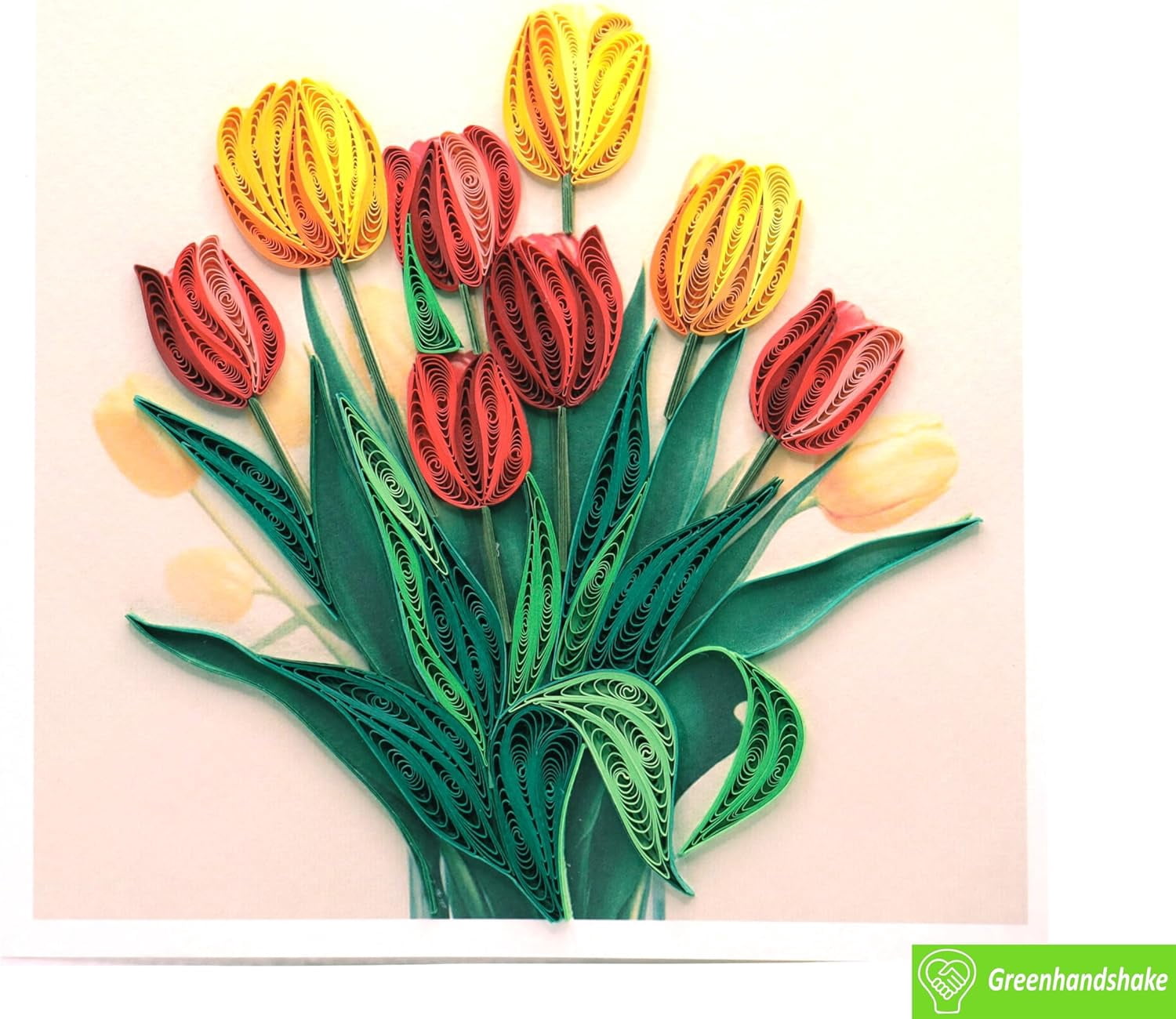 Tulip Elegance Quilling Card 3D - Unique Handmade, Greeting for Birthday Valentine's Day Mothers Spring Fathers Graduation Anniversary Thank You All Occasion