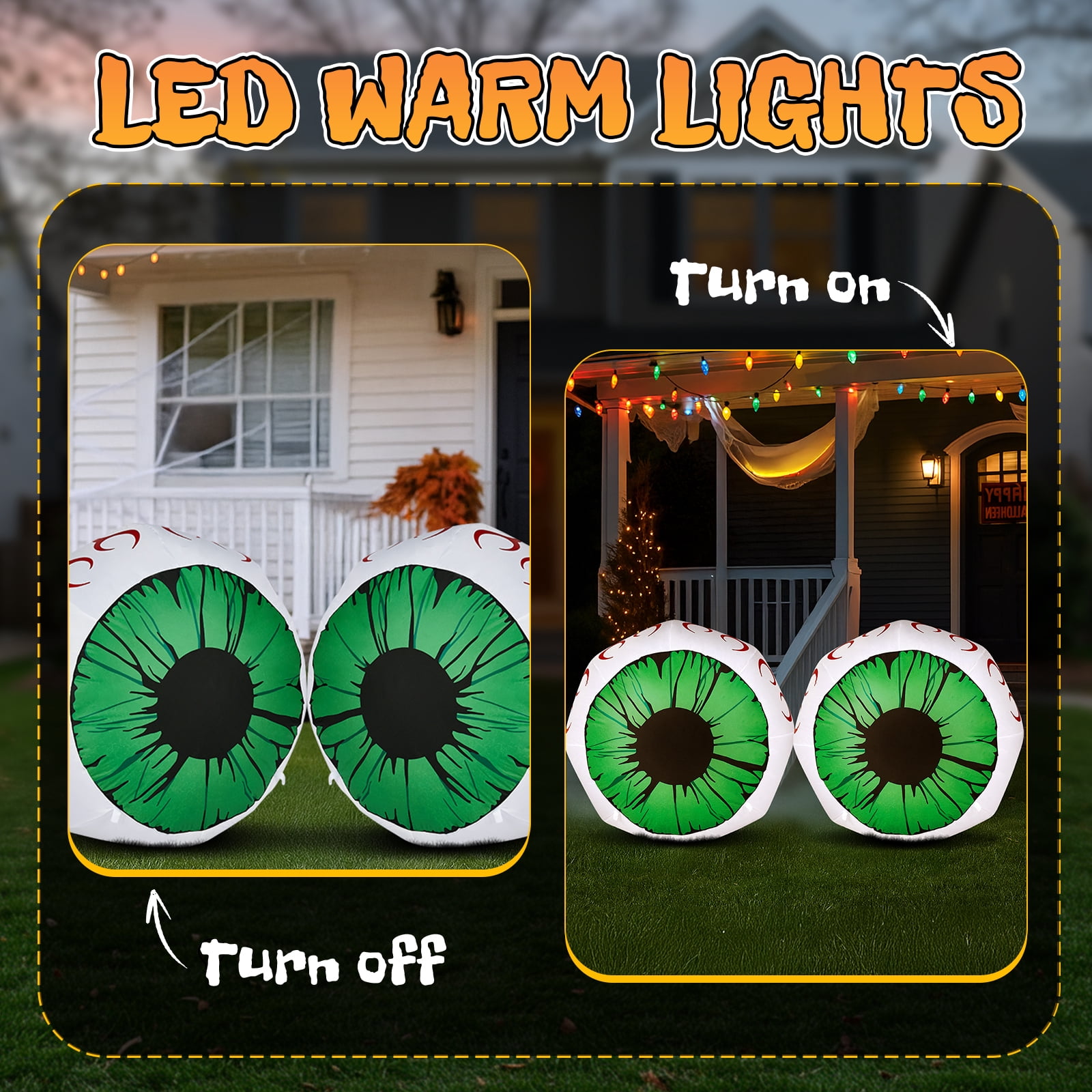 2 Packs Halloween Inflatables Large Set of Lighted Eyes Decoration 3FT Blow Ups Green Eyes for Yard Inflatable Halloween Decor Outdoor with LEDs Party Supplies Blow up Decoration for Indoor Outdoor
