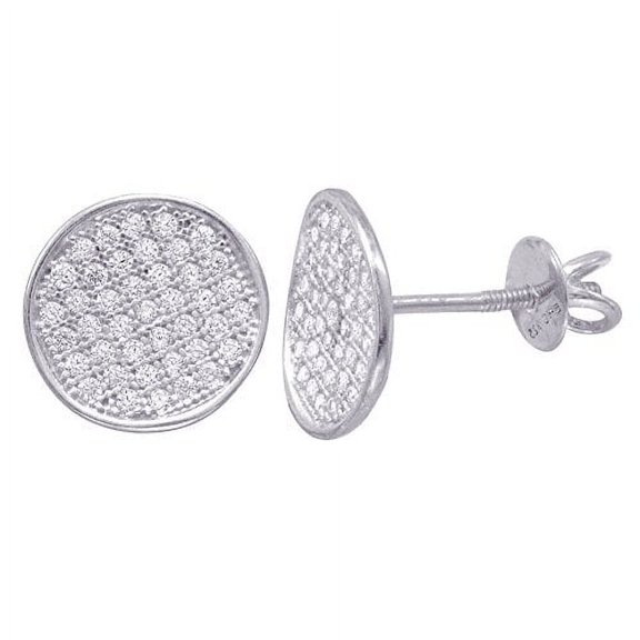 18kt Gold Over Sterling Silver Micro Pave Screwback Stud Earrings
