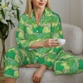 thumbnail image 6 of Fuzoiu Crocodile And Bush Print Women's Long-Sleeved Pajama,Lounge Button Down Nightwear,Womens Notch Collar Pajama Set-XX-Large, 6 of 7