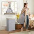 thumbnail image 5 of Lifewit 50L Slim Laundry Hamper with Lid, Narrow Laundry Basket with Removable Bag & Bamboo Handles, Fodable Thin Dirty Clothes Hamper for Laundry Collapsible Bin for Bathroom Bedroom Dorm, Gray, 5 of 6